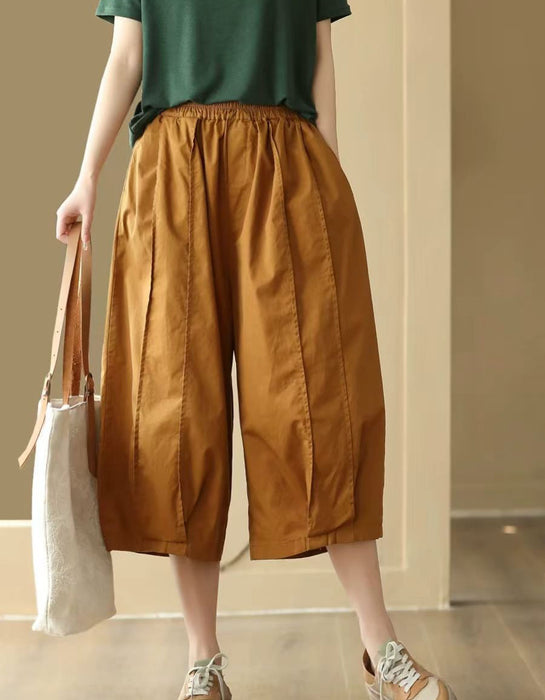Summer Cotton Patchwork Casual Loose Capri Pants