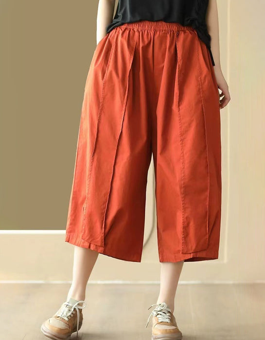Summer Cotton Patchwork Casual Loose Capri Pants