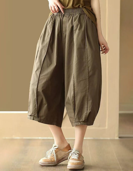 Summer Cotton Patchwork Casual Loose Capri Pants