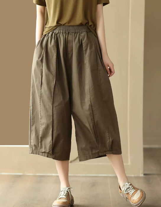 Summer Cotton Patchwork Casual Loose Capri Pants