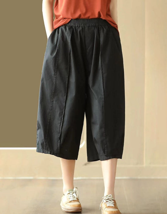 Summer Cotton Patchwork Casual Loose Capri Pants