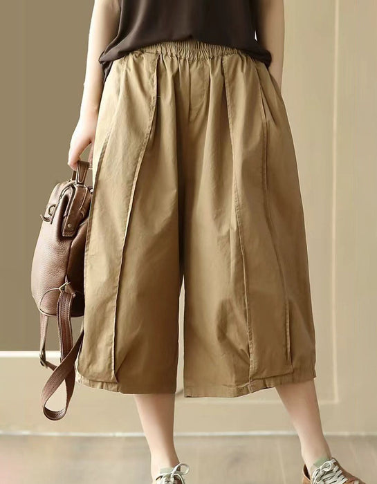 Summer Cotton Patchwork Casual Loose Capri Pants
