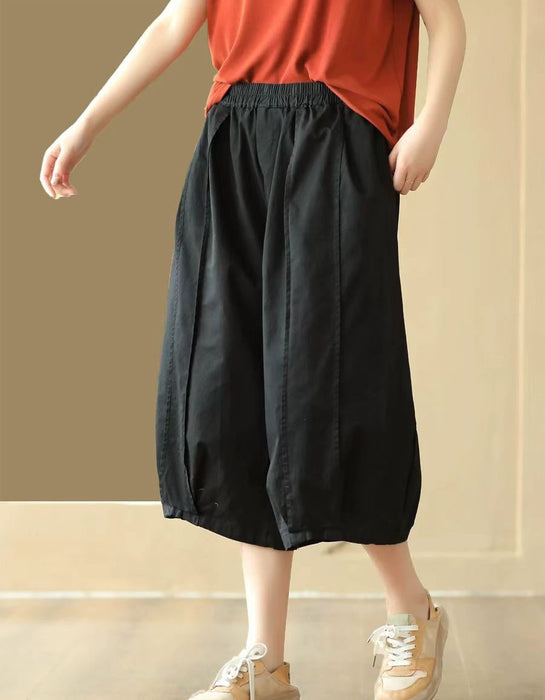 Summer Cotton Patchwork Casual Loose Capri Pants