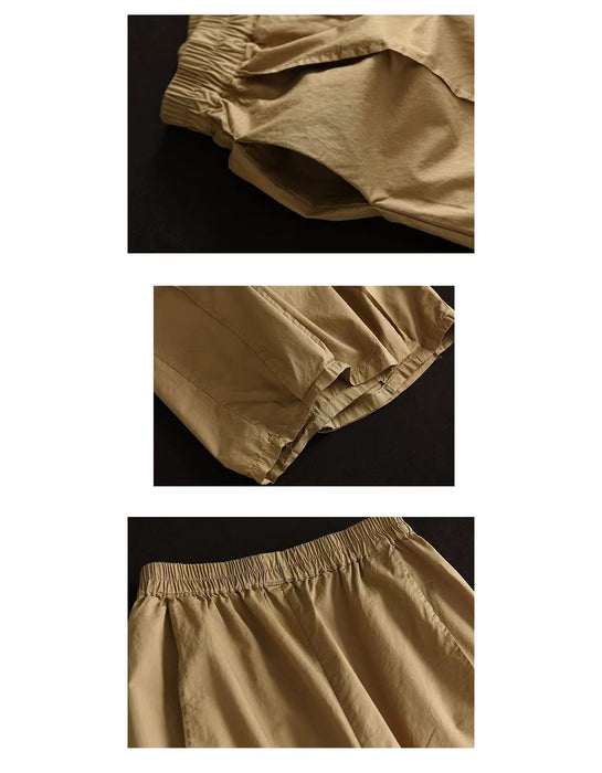 Summer Cotton Patchwork Casual Loose Capri Pants