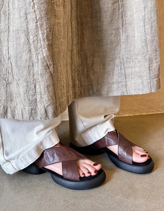 Summer Cross Strap Open Toe Platform Sandals