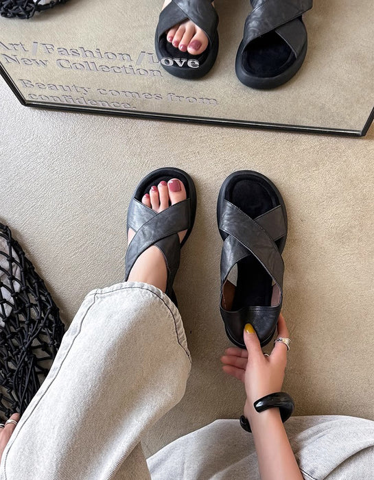 Summer Cross Strap Open Toe Platform Sandals