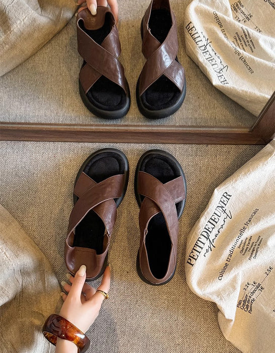 Summer Cross Strap Open Toe Platform Sandals