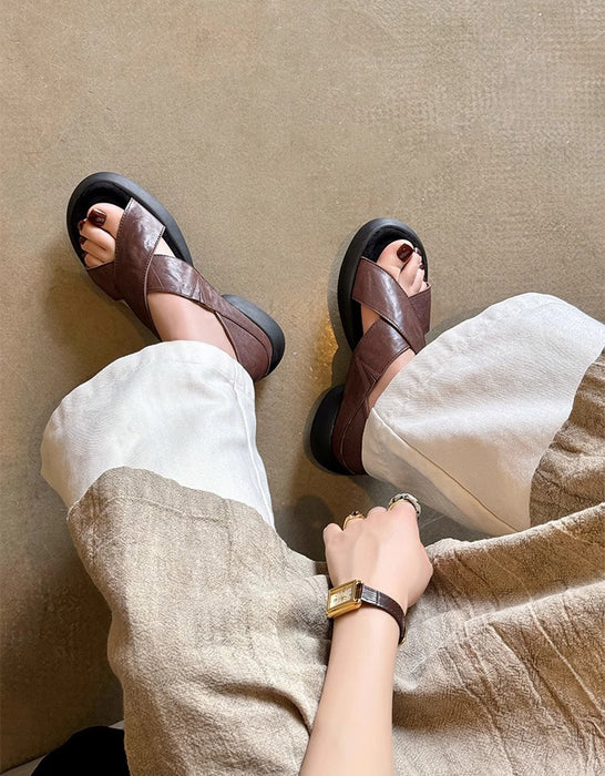 Summer Cross Strap Open Toe Platform Sandals