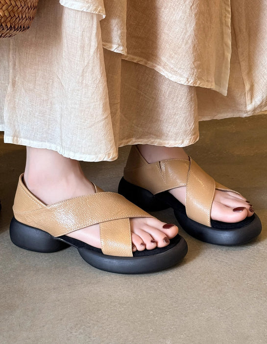 Summer Cross Strap Open Toe Platform Sandals