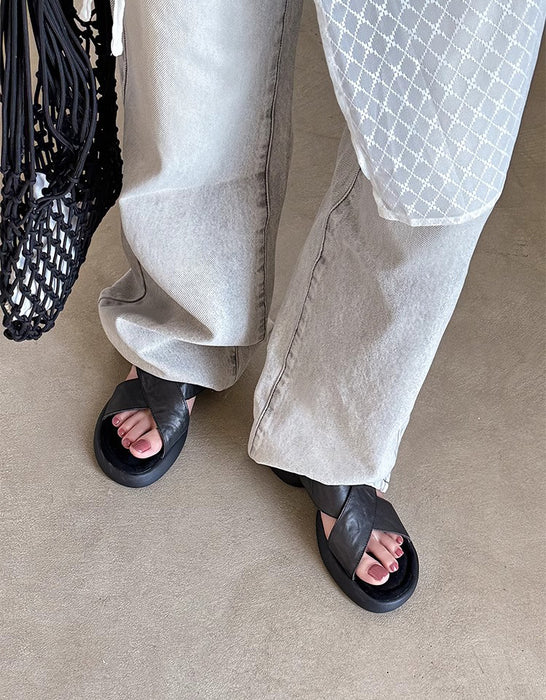 Summer Cross Strap Open Toe Platform Sandals