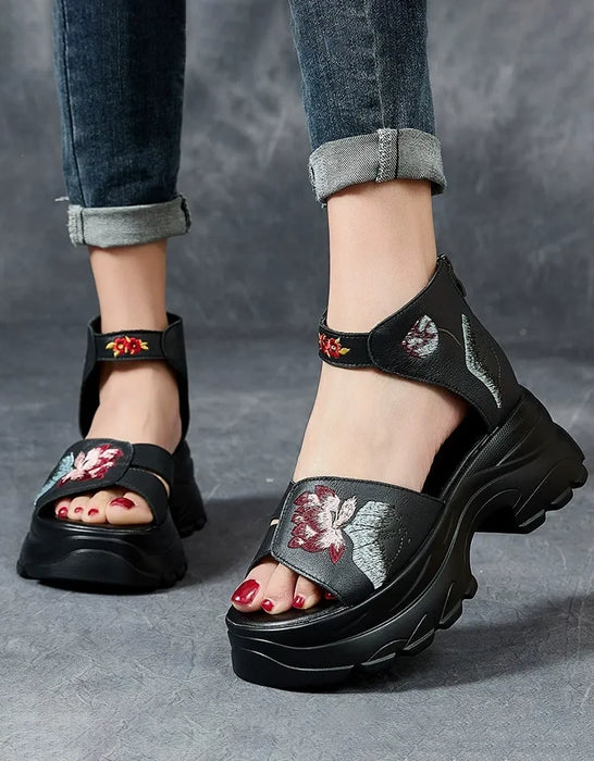 Summer Embroidery Open Toe Platform Sandals March Shoes Collection 2026 83.00