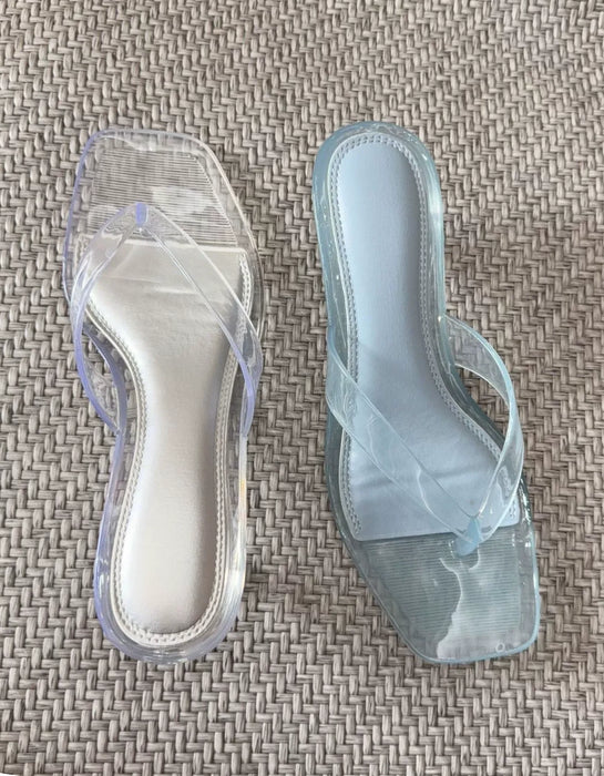 Summer Fashionable Thong Heels Jelly Sandals
