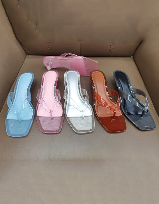 Summer Fashionable Thong Heels Jelly Sandals