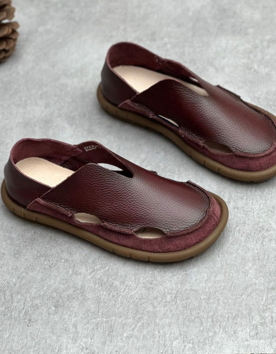 Handmade Breathable Soft Sole Wide Toe Box Flats Wine Red June Shoes Collection 2026 