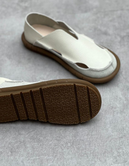 Handmade Breathable Soft Sole Wide Toe Box Flats Beige June Shoes Collection 2026 