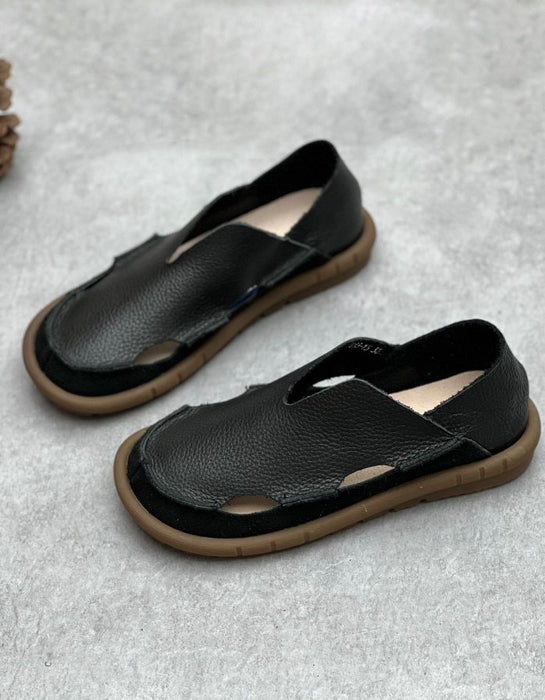 Handmade Breathable Soft Sole Wide Toe Box Flats Black  June Shoes Collection 2026 80.00