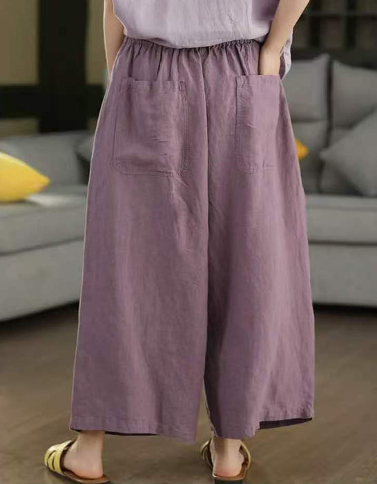 Women's Summer Hemp Loose Casual Cropped Wide-Leg Pants Buykud Aug New In 2026 69.00
