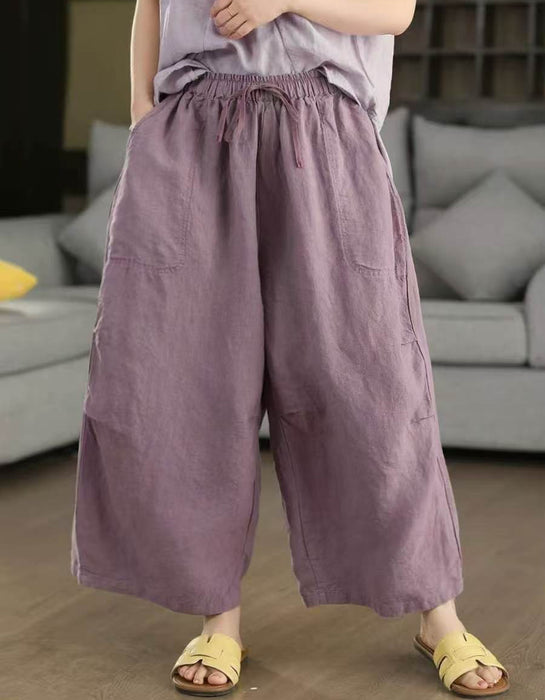 Women's Summer Hemp Loose Casual Cropped Wide-Leg Pants Buykud Aug New In 2026 69.00