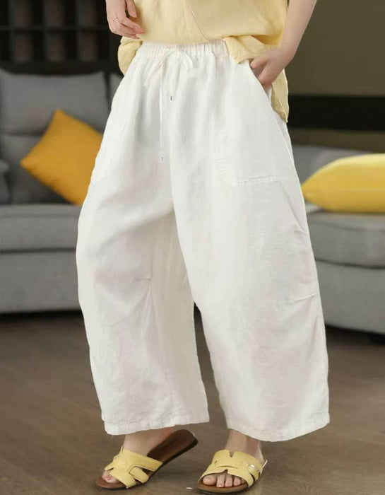 Women's Summer Hemp Loose Casual Cropped Wide-Leg Pants Buykud Aug New In 2026 69.00