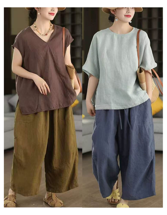Women's Summer Hemp Loose Casual Cropped Wide-Leg Pants Buykud Aug New In 2026 69.00