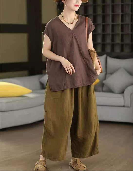 Women's Summer Hemp Loose Casual Cropped Wide-Leg Pants Buykud Aug New In 2026 69.00