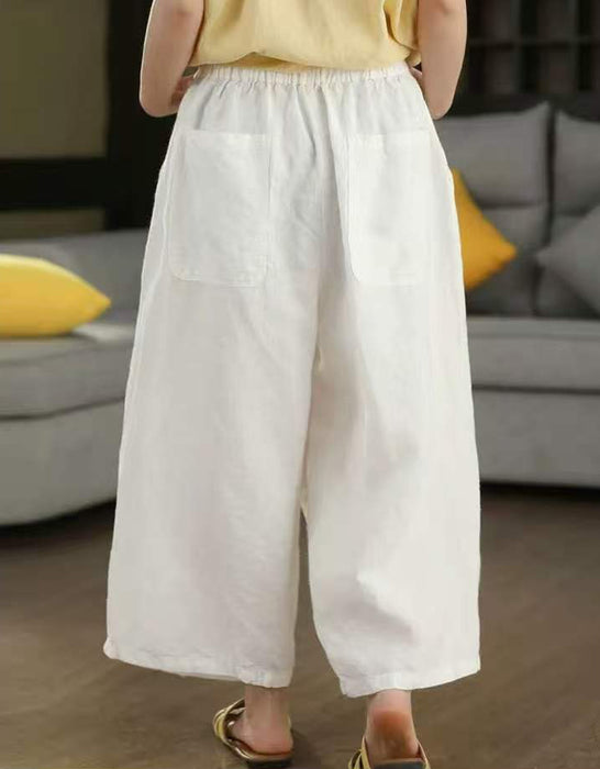 Women's Summer Hemp Loose Casual Cropped Wide-Leg Pants Buykud Aug New In 2026 69.00
