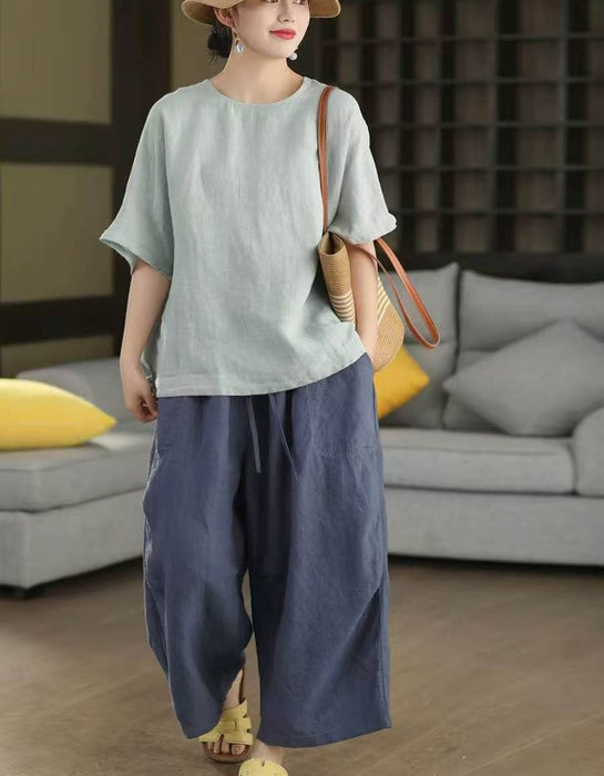 Women's Summer Hemp Loose Casual Cropped Wide-Leg Pants Buykud Aug New In 2026 69.00