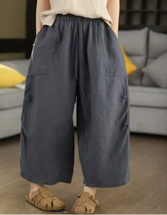 Women's Summer Hemp Loose Casual Cropped Wide-Leg Pants Buykud Aug New In 2026 69.00