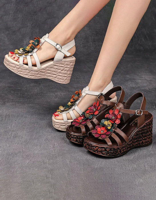 Summer Holiday Leather Flowers Wedge Sandals Slingback May Shoes Collection 2026 83.00