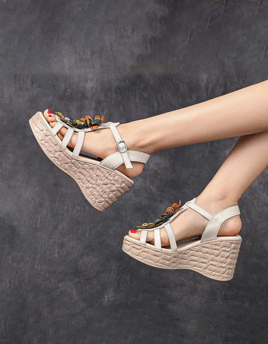 Summer Holiday Leather Flowers Wedge Sandals Slingback May Shoes Collection 2026 83.00