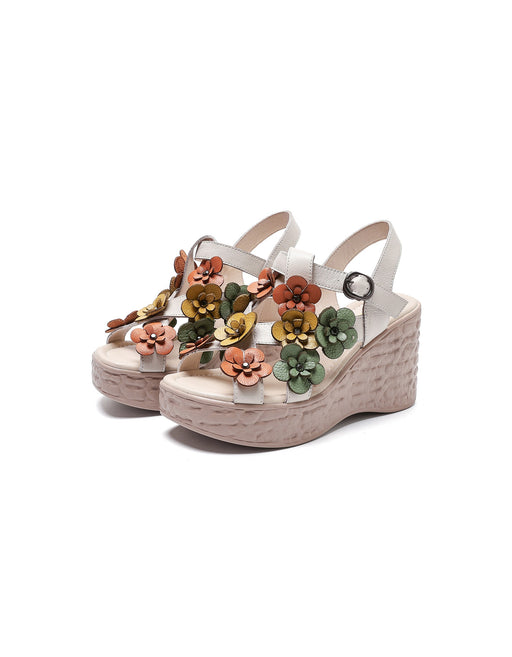 Summer Holiday Sandals Leather Flowers Wedge Sandals Slingback May Shoes Collection 2026 85.00
