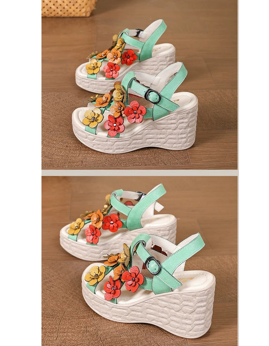 Summer Holiday Sandals Leather Flowers Wedge Sandals Slingback May Shoes Collection 2026 85.00