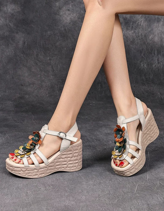 Summer Holiday Leather Flowers Wedge Sandals Slingback May Shoes Collection 2026 83.00