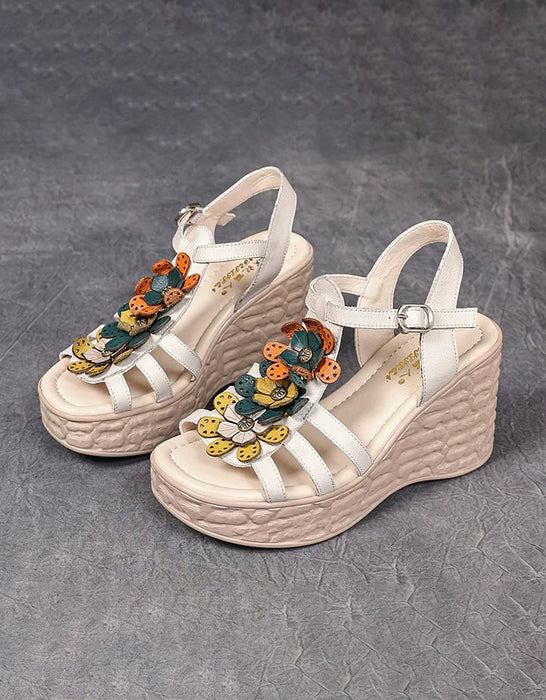 Summer Holiday Leather Flowers Wedge Sandals Slingback May Shoes Collection 2026 83.00