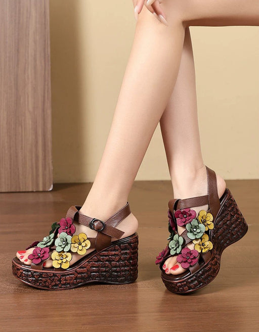 Summer Holiday Sandals Leather Flowers Wedge Sandals Slingback May Shoes Collection 2026 85.00