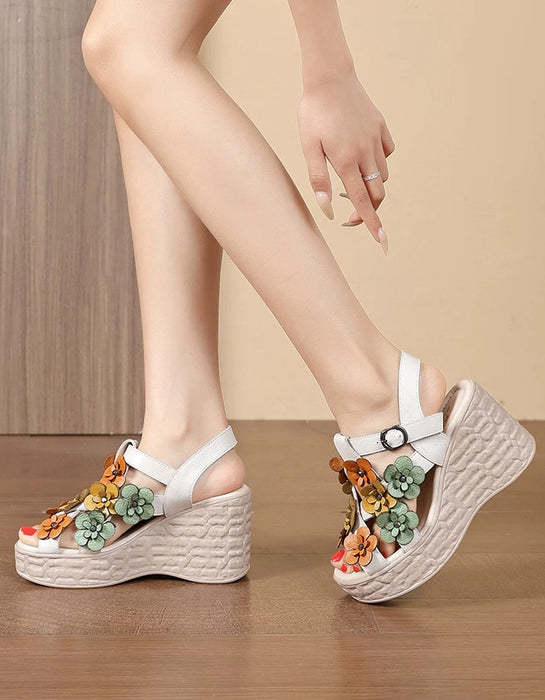 Summer Holiday Sandals Leather Flowers Wedge Sandals Slingback May Shoes Collection 2026 85.00