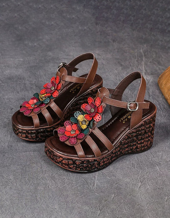 Summer Holiday Leather Flowers Wedge Sandals Slingback May Shoes Collection 2026 83.00