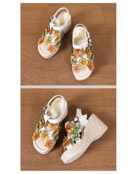 Summer Holiday Sandals Leather Flowers Wedge Sandals Slingback May Shoes Collection 2026 85.00