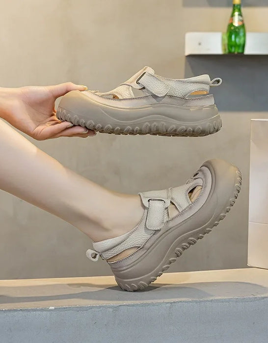 Summer Hollow-out Clogs Foam Soft Sole Wide toe box Casual Sandals Beige, Obiono Aug shoes collection 2026, 89.99