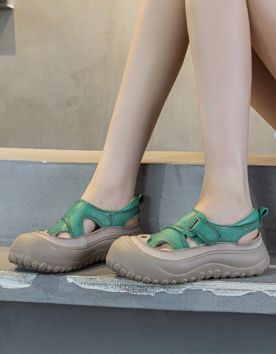 Summer Hollow-out Clogs Foam Soft Sole Wide toe box Casual Sandals Green, Obiono Aug shoes collection 2026, 89.99