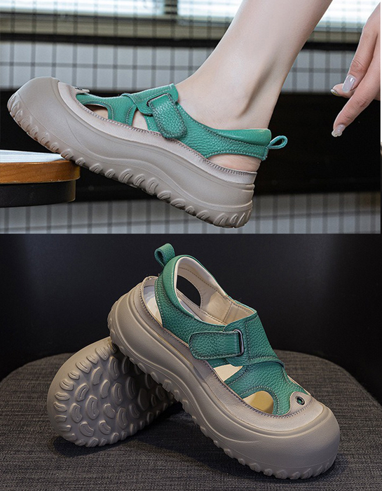 Summer Hollow-out Clogs Foam Soft Sole Wide toe box Casual Sandals Green, Obiono Aug shoes collection 2026, 89.99