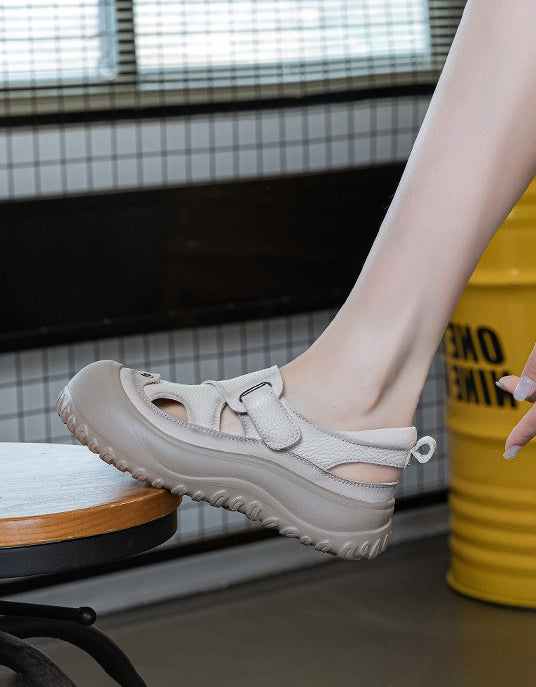 Summer Hollow-out Clogs Foam Soft Sole Wide toe box Casual Sandals Beige, Obiono Aug shoes collection 2026, 89.99