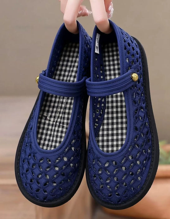 Summer Hollow Embroidery Comfort Wide Toe Box Flats