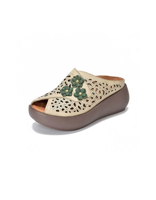 Summer Hollow Flowers Wide Toe Box Wedge Slippers April Shoes Collection 2026 83.00