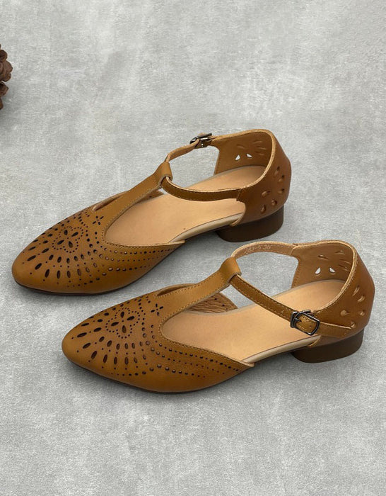 Summer Hollow Pointed Toe Vintage T-strap Mary Janes Sandals May Shoes Collection 2026 81.00