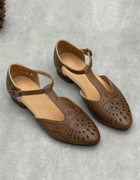 Summer Hollow Pointed Toe Vintage T-strap Mary Janes Sandals May Shoes Collection 2026 81.00