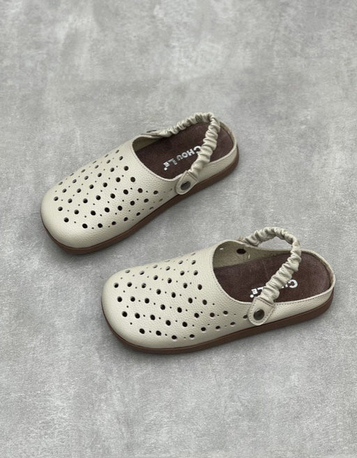 Summer Hollow Round Toe Flat Clogs Slippers Beige June Shoes Collection 2026 80.80