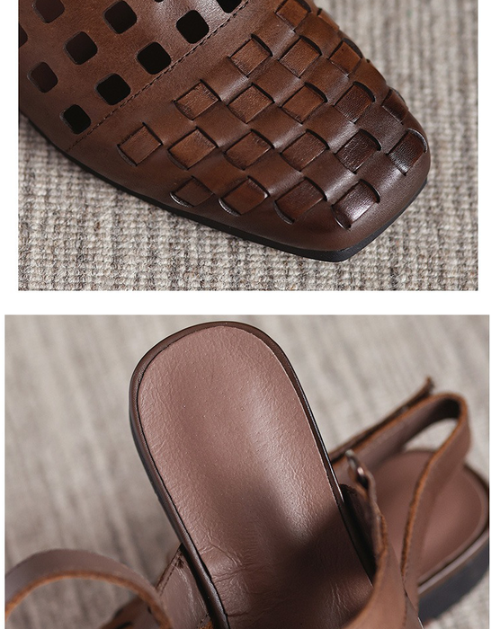 Summer Hollow Square Toe Leather Mules Slingback May Shoes Collection 2026 82.00