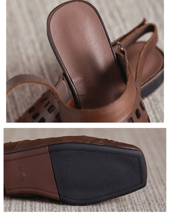 Summer Hollow Square Toe Leather Mules Slingback May Shoes Collection 2026 82.00