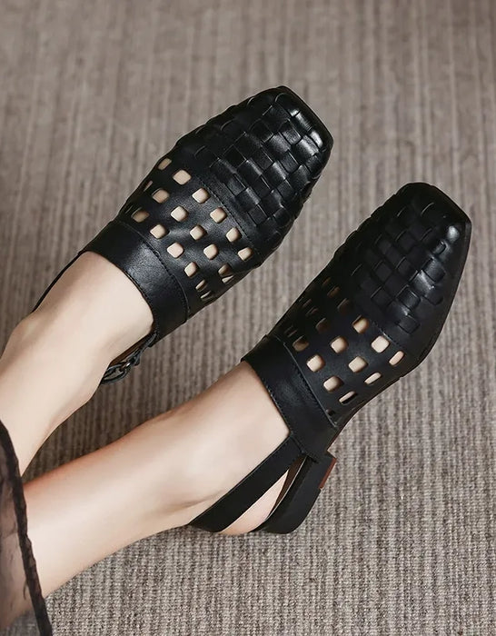 Summer Hollow Square Toe Leather Mules Slingback May Shoes Collection 2026 82.00